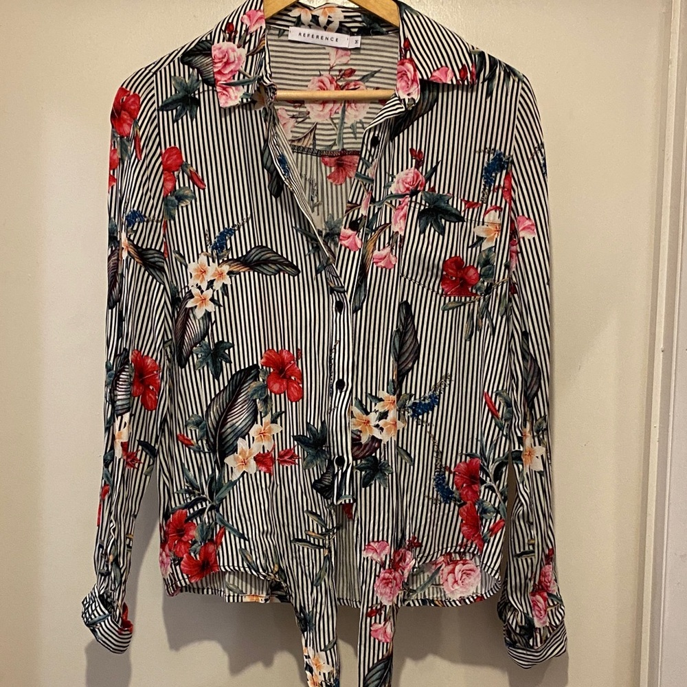 REFERENCE, Floral Striped Women's Top
